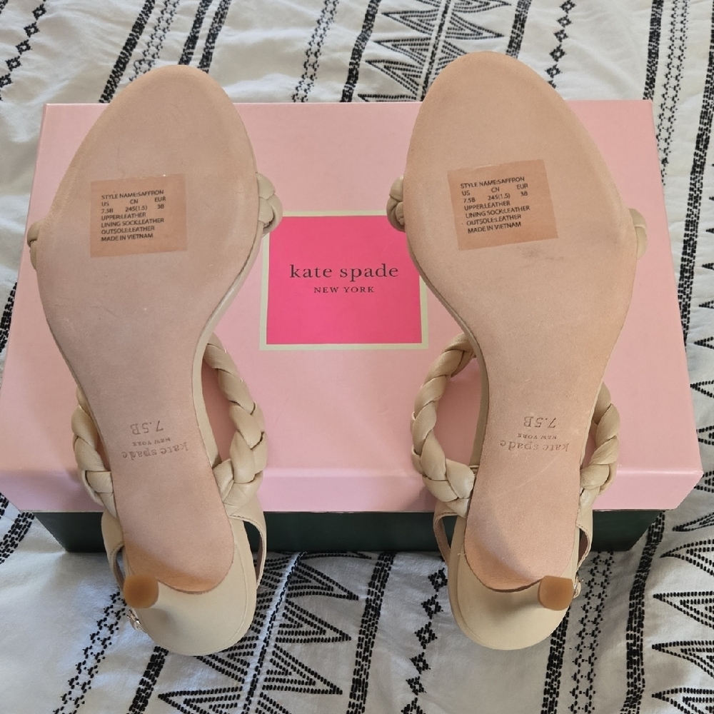 KATE SPADE NEW YORK saffron braided slingback sandals in Warm Stone 7.5 NEW NIB - Picture 6 of 9
